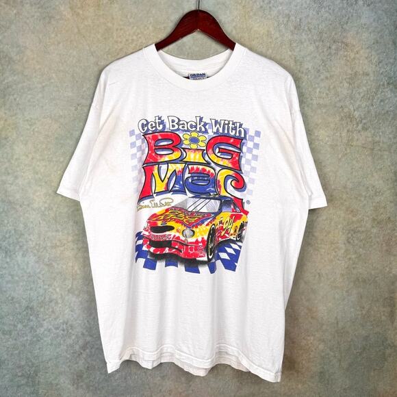 VTG 90s Nascar Racing T Shirt Mens Sz XL Bill Elliott Big Mac White Tie Dye Cars - Picture 1 of 8